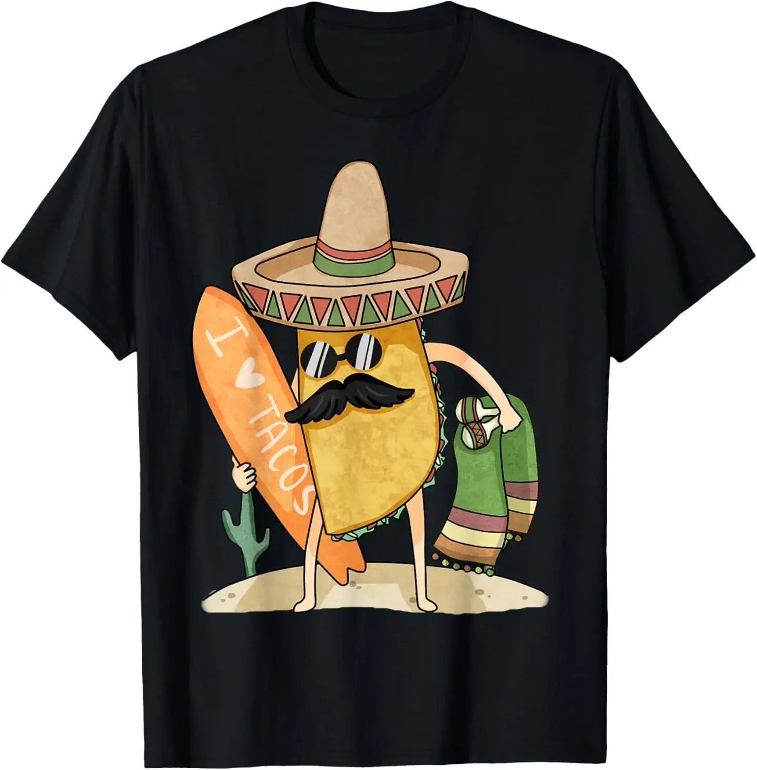 

Taco Mexican Surfing Beach Funny I Love Tacos T-Shirt