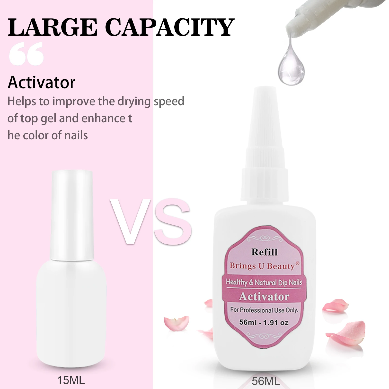 56ml/1.91oz ricarica Gel Base Top Activator 15ml Gel Base Top Activator Brush Saver per immersione in polvere liquido Pre-legato