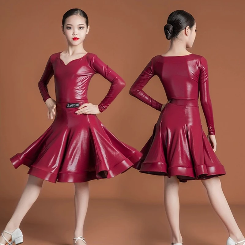 تخصيص المهنية اللاتينية تنورة الرقص اللوائح أداء المنافسة ازياء عالية اللمعان الفتيات سبليت البدلة الأعلى والتنورة