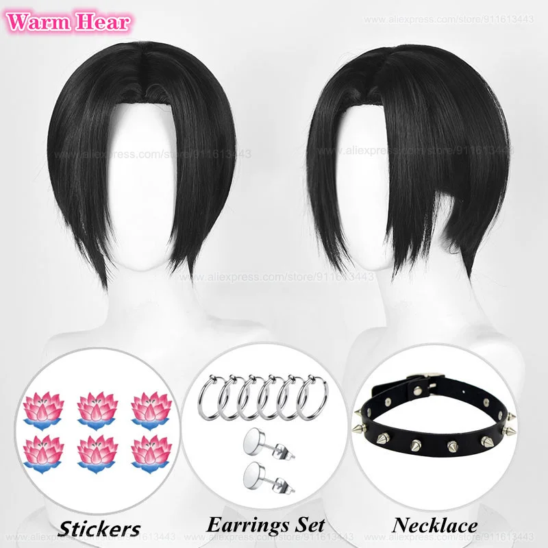 Oosaki Nana Synthetic Wig Anime NANA Short 28cm Black Center Part Cosplay Wig Heat Resistant Hair Halloween Party Wigs + Wig Cap