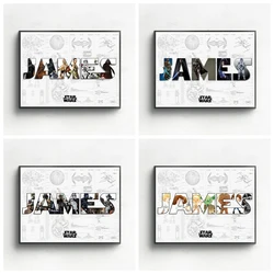 Personalized Space Wars Name Word Art Print Sci-Fi Character Poster Canvas Painting Wall Art Gift Home Decor