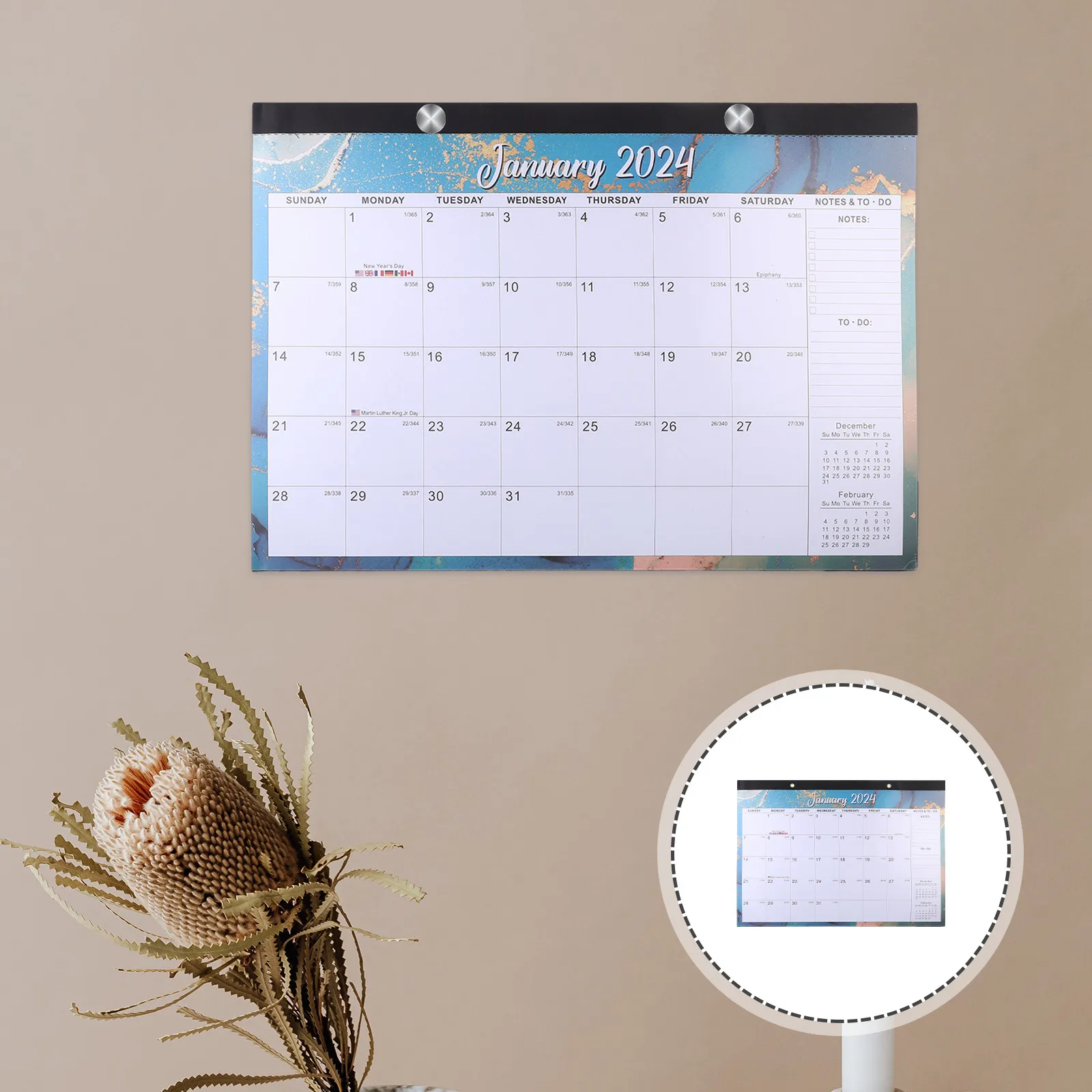 

Hanging Wall Calendar 2024-2025 Monthly Layout Simple Easy to Use Sturdy Reliable Material Office Home Family Daily Use