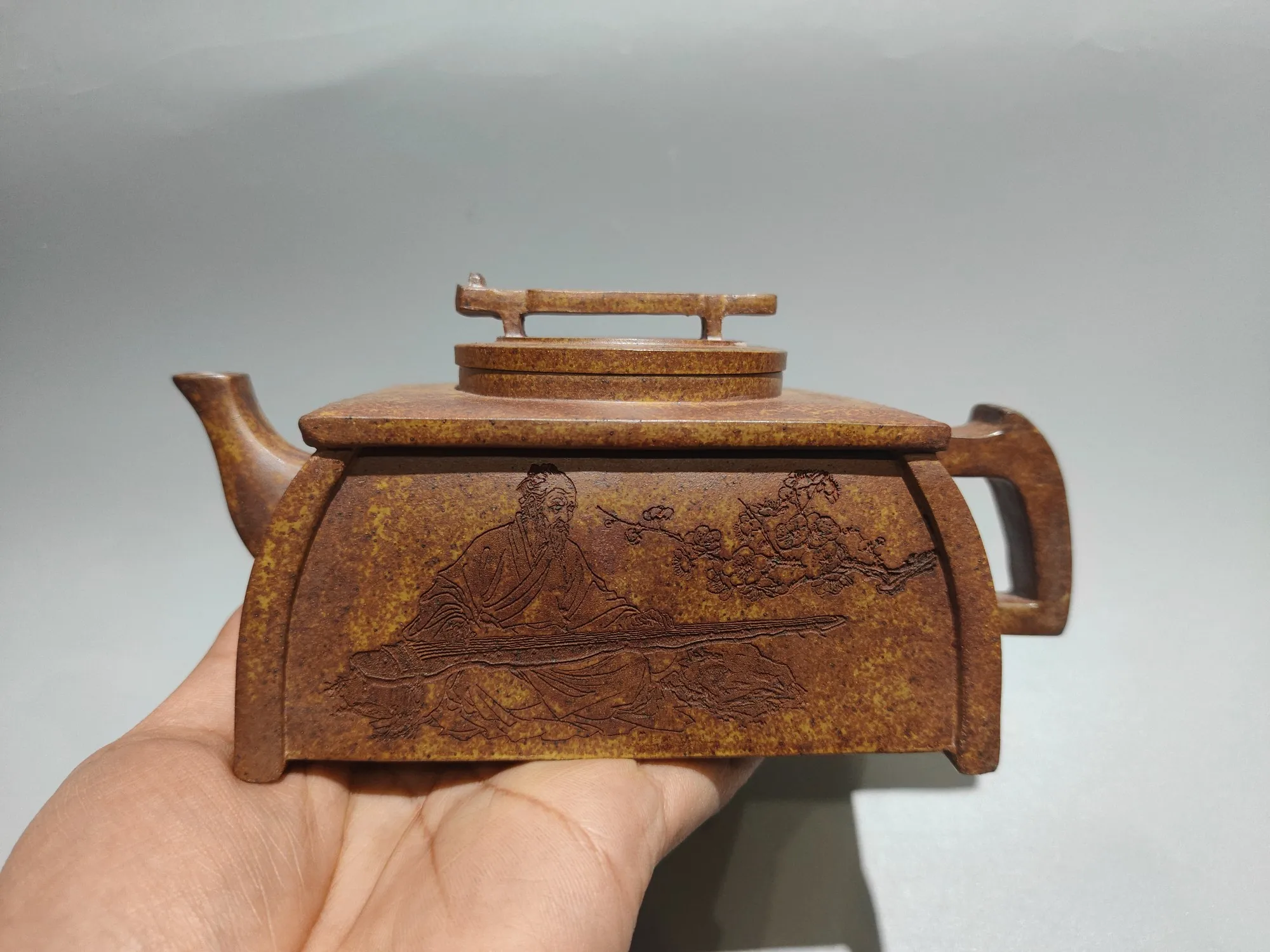 Yixing Teapot Purple Clay Pot Diesel fired kiln transformation The old man plays the qin pot Teapot Kettle Tasting tea ceremony