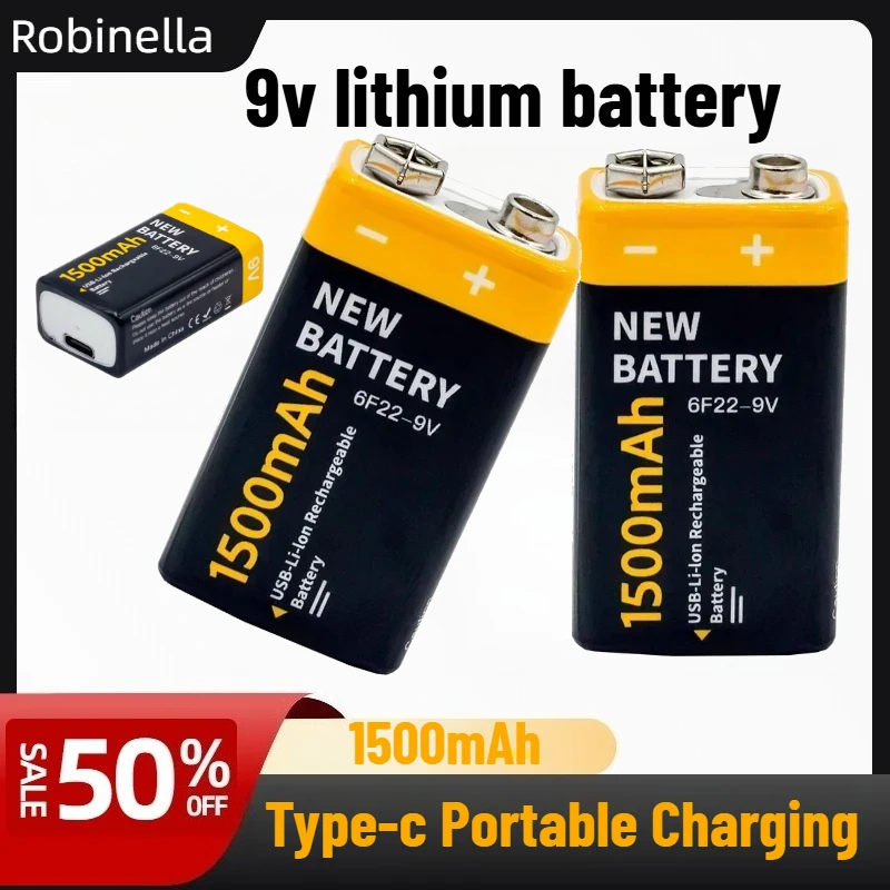 

NEW 1-20PCS High Capacity 1500mAh 9V Li-ion Rechargeable Battery for Digital Multimeter, Karaoke Microphone, RC Toy