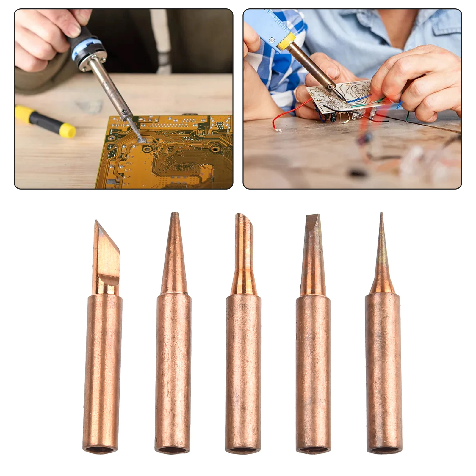 

5pcs 900M Pure Copper Soldering Iron Tip I+B+K+3C+2.4D Lead-free Welding Tips Head Household Soldering Accessories