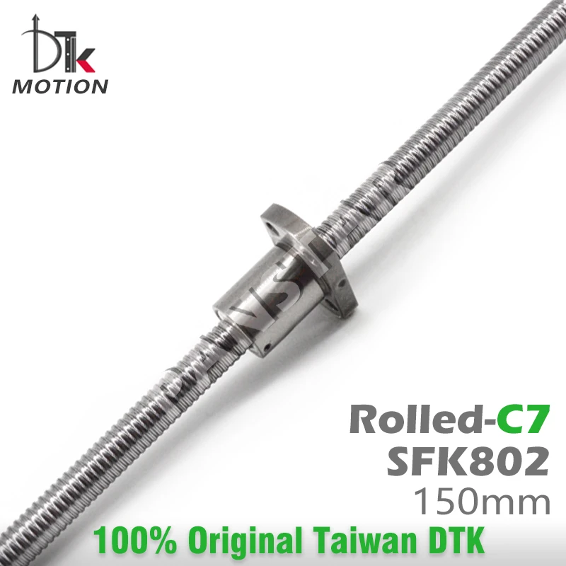 DTK Taiwan SFK802 Rolled C7 Ballscrew Shaft 150mm High Precision Mini Ballnut Miniature Inner Circulation 3D Printer Replace TBI