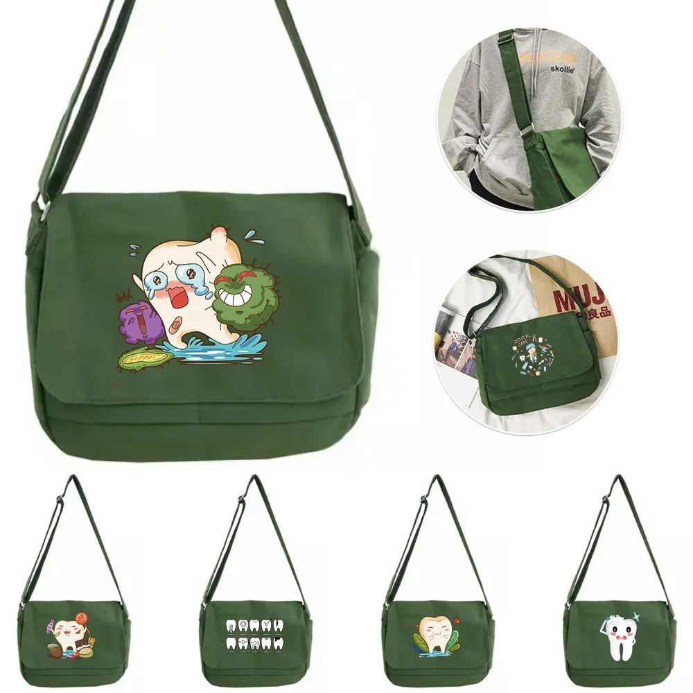 

Teeth Pattern Large Capacity Shoulder Bag Joker Crossbody Multifunctional Adjustable Shoulder Strap Commuter Bag