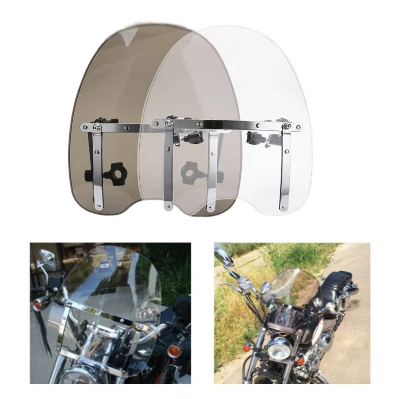 Universal Motorcycle Windshield Motorbike Windscreen For Harley Suzuki Kawasaki Yamaha Honda Dirt Bikes Clear/Somke