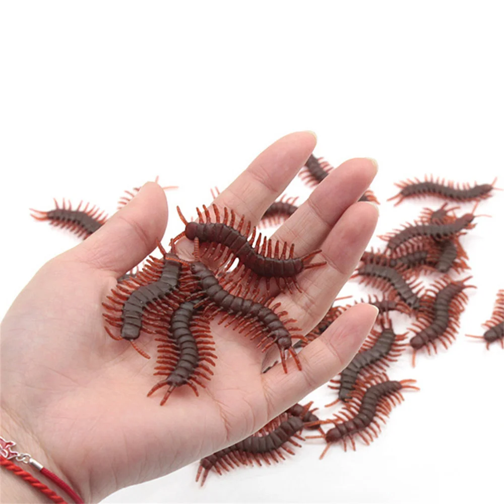 Simulation Cockroaches Rubber Prank Toys centipede decorations joke Horror Fake worms Funny Gadgets kids toy 10pcs/set