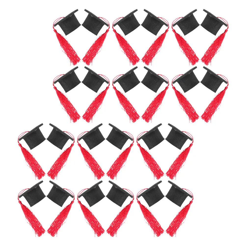 

Graduation Mini Party Hats Cap Has Cupcake Topper Supplies Red Felt Cloth Bottle Cover