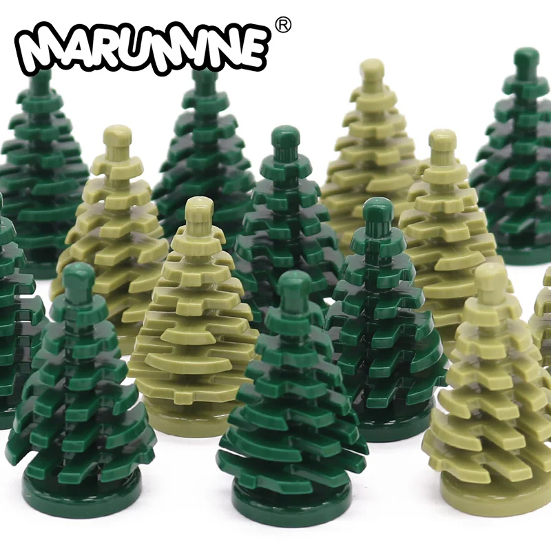 Marumine 10PCS Small Christmas Tree MOC Building Blocks Spruce 2435 Compatible Construction City View Bricks Parts  Stalk Grass