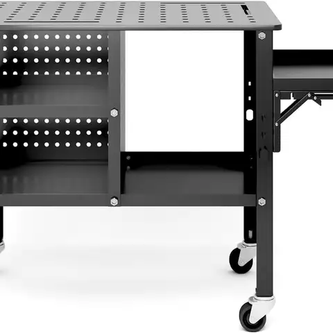 Heavy-Duty 36 x 24 Welding Workbench with 1200 lb Capacity, Mobile Steel Table on Wheels, Adjustable Shelf and Fold-Down Tray fo