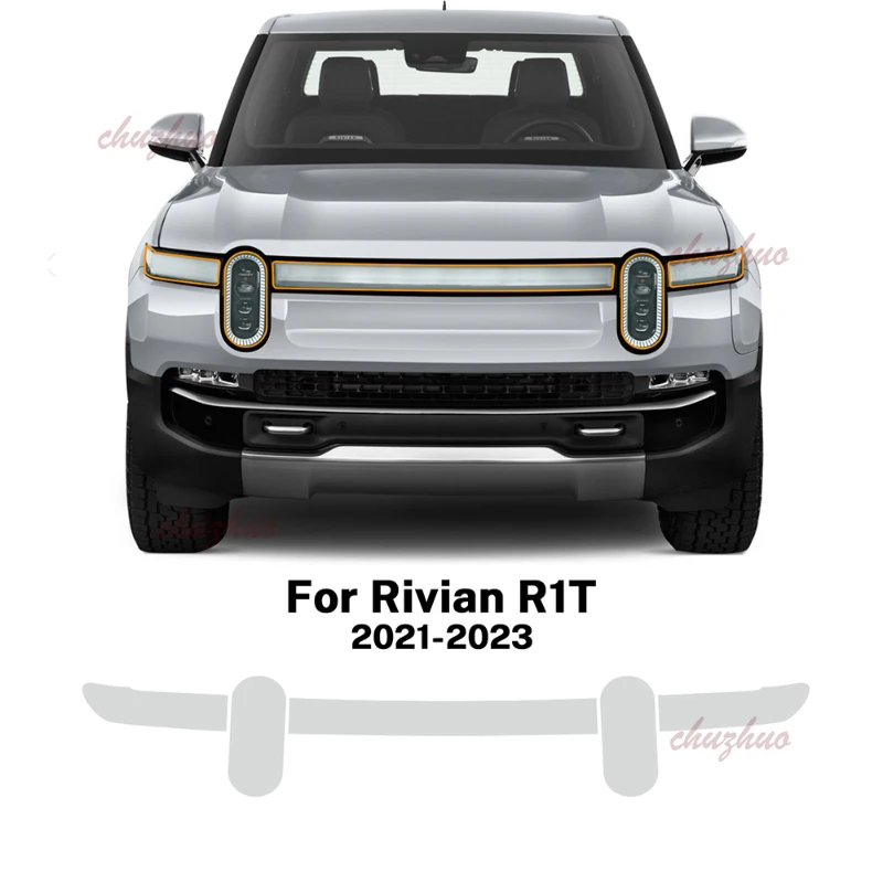 For Rivian R1T 2021 2022 2023 TPU Transparent Film Accessories Headlight Pre-cut Protection Anti-Scratch Film