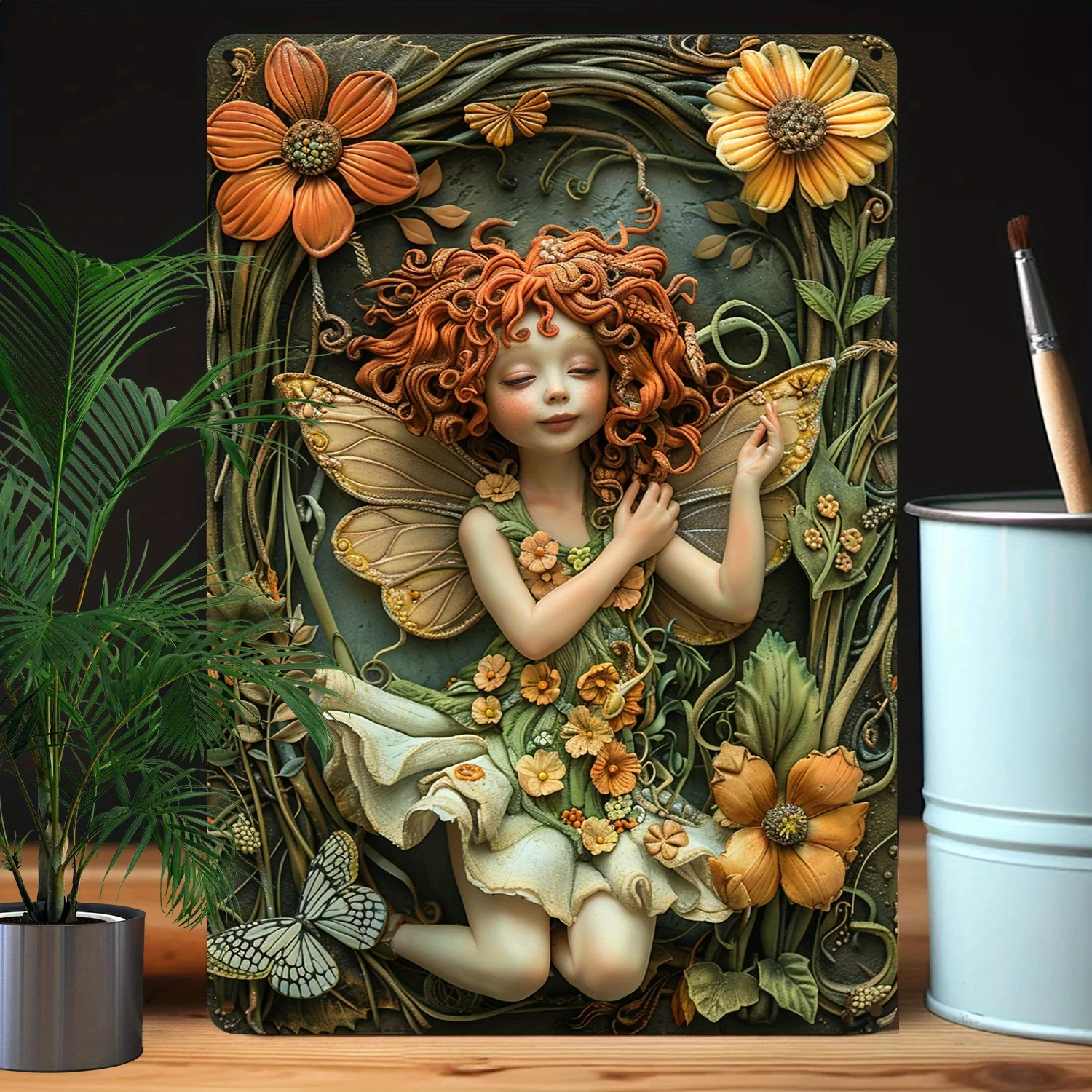 Metal Fairy Artwork Wall Decor - High Durability Bend-Resistant 2D Display - Style Spring Fairy Theme for Home  - Great Gifts