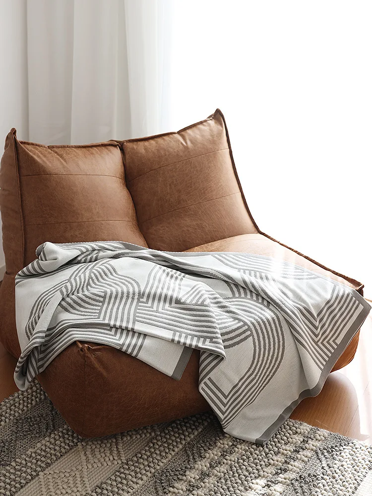 Nordic Geometric Knitted Blanket for Beds Modern Simplicity Sofa Cover Luxury Throw Blanket Home Decor Bed End Towel Soft Shawl