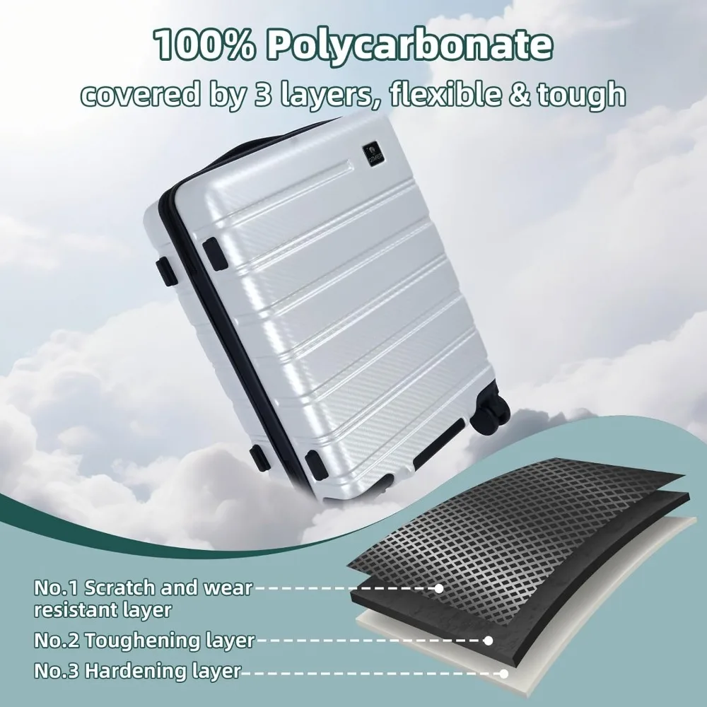 حقيبة دوارة مزدوجة خفيفة الوزن مقاس 22 × 14 × 9 معتمدة من شركة الطيران بقفل TSA YKK بغطاء صلب بسحاب حقيبة حمل للأمتعة للسفر