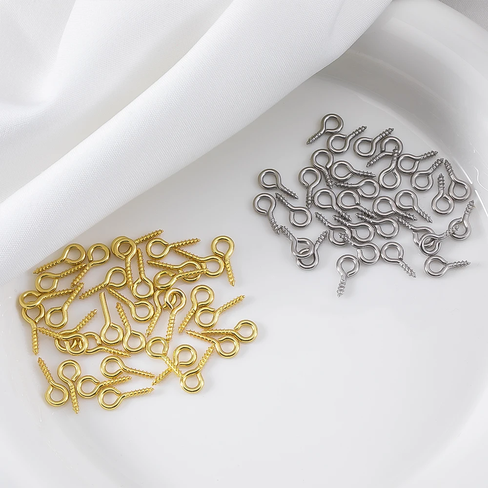 

50pcs Stainless Steel Eye Pins Eyepin Hook Eyelet Screw Threaded For Jewelry Making DIY Necklace Pendant Earring Charm Accessory