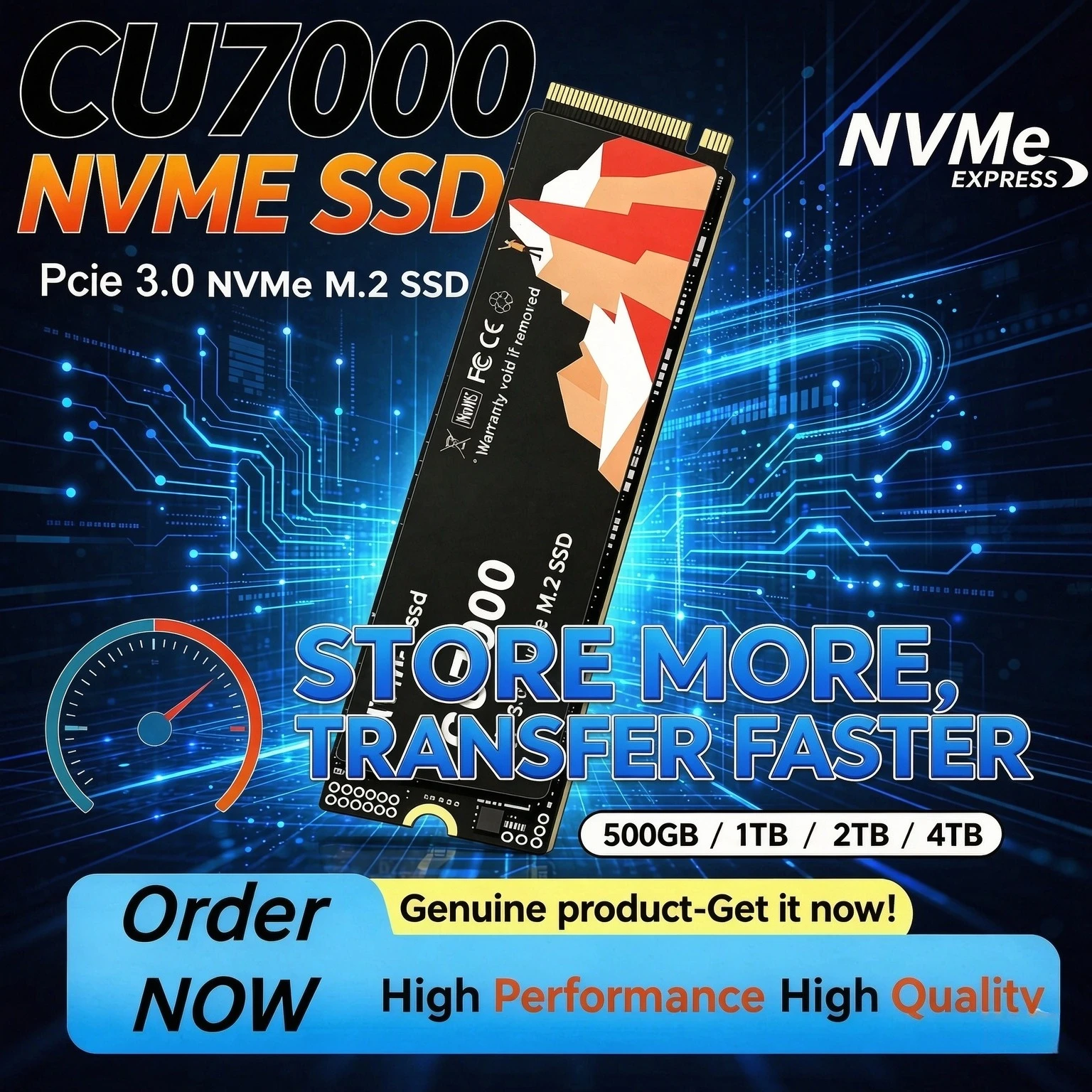 Original CU7000 M.2 NVMePCIe Gen4 SSD 2TB 4TB High Performance Internal Solid State Drive for Laptop Desktop PC