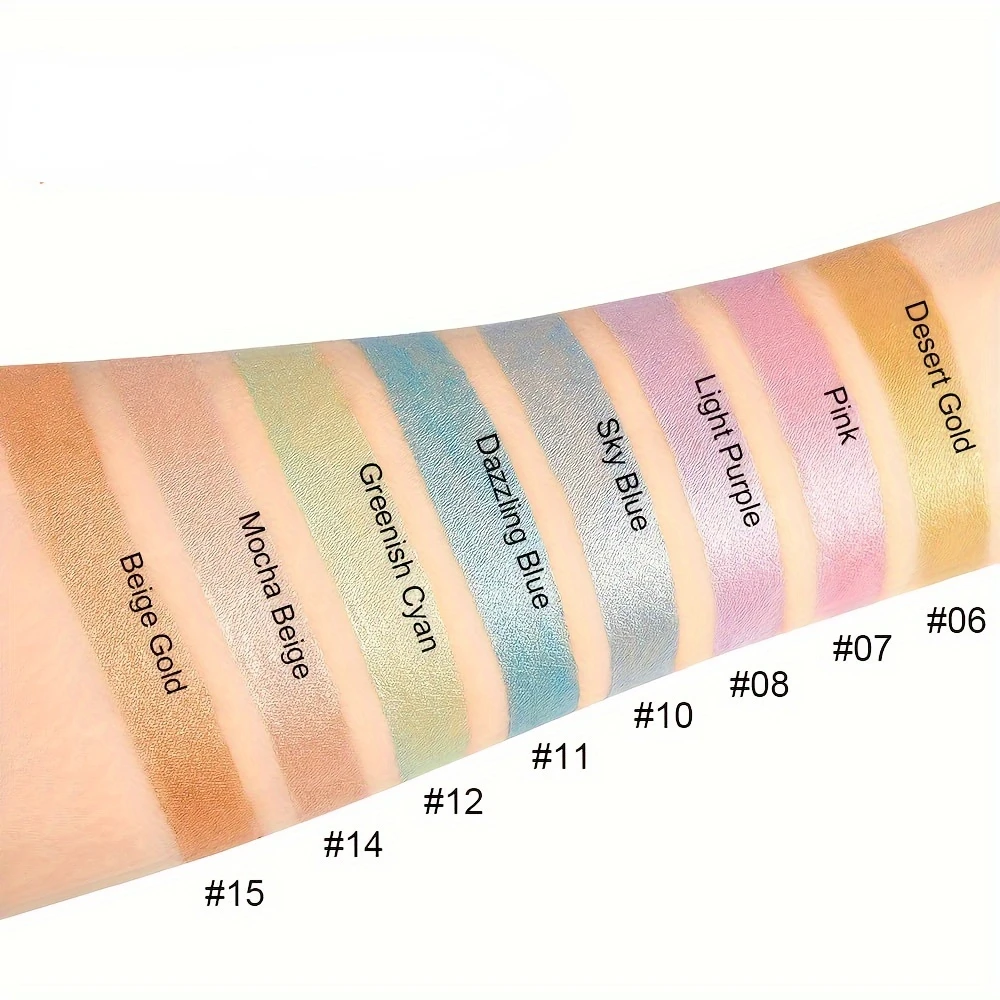 عصا ظلال عيون معدنية مقاومة للماء ، بريق شامبانيا ومضاد للماء ، مكياج عيون يدوم طويلاً باللون البني ، منتجات مكياج