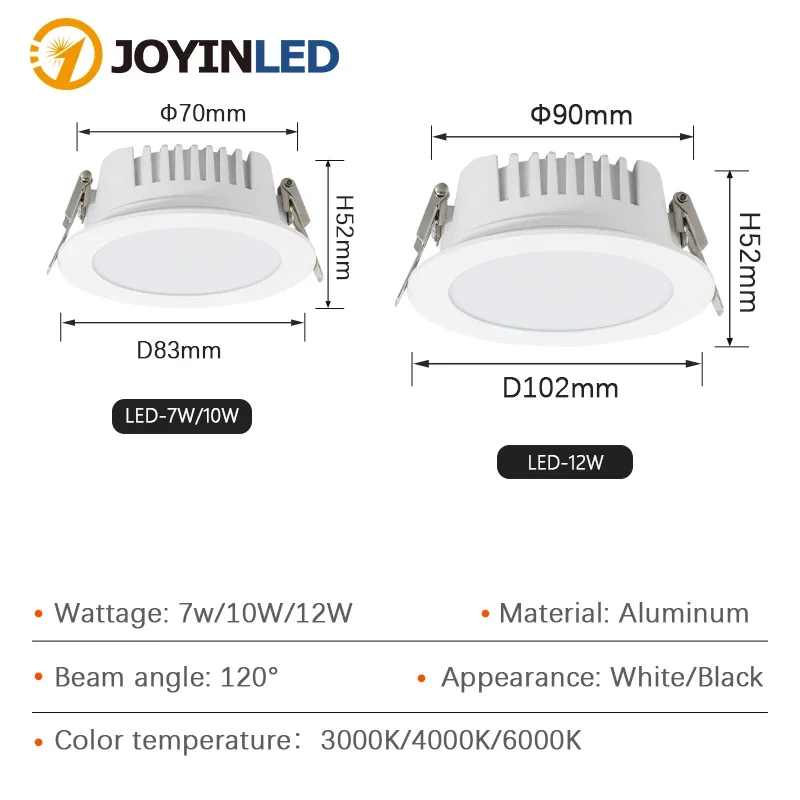 Waterproof Downlight LED Ceiling Light Recessed Kitchen Light Hole Light Bathroom IP65 Bath Moisture-Proof Spotlight