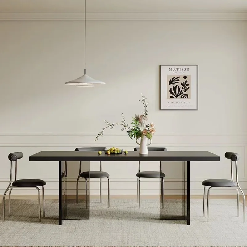 Hanging rock slab dining table acrylic small apartment thickened suspension pure white minimalist light luxury Italian royal