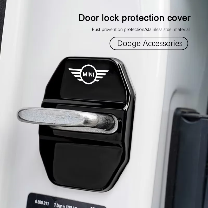 High Strength Titanium Alloy Car Door Lock Protective Cover 2-in-1 Anti-Rust Wear-Resistant 4Pcs Kit For MINI One Cooper R56 JCW