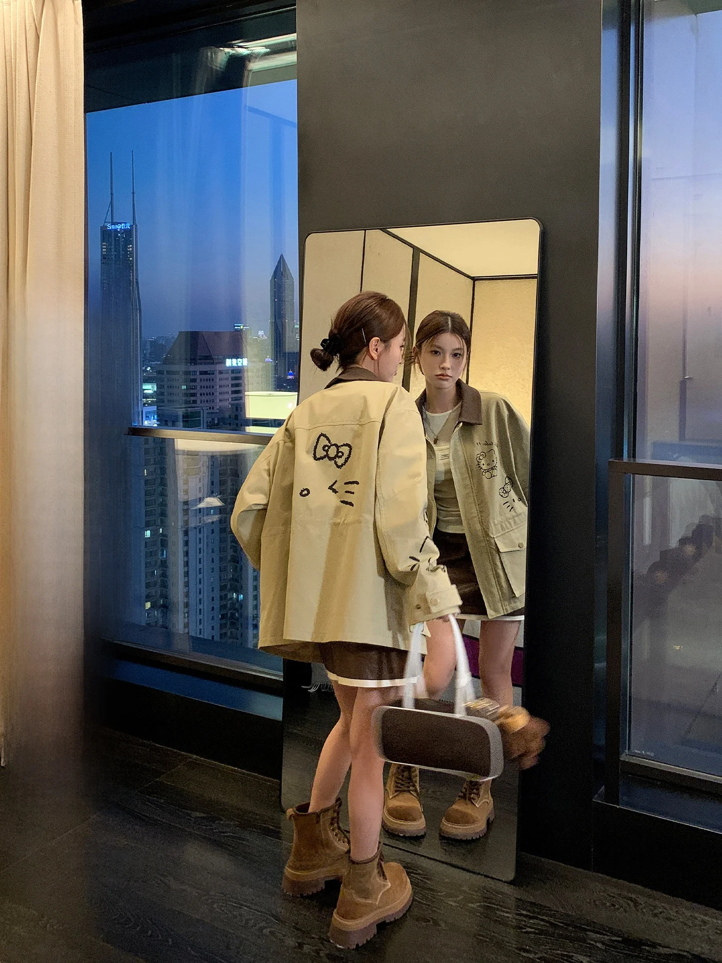 

Комплект LIONE fiti Barn Sle, рабочая одежда с застежкой на талии, куртка средней длины из смеси хлопка, женская верхняя одежда Faion