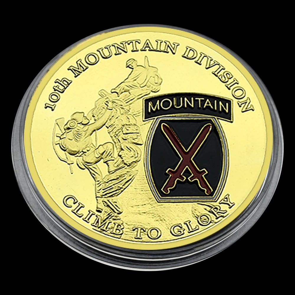 

American Infantry Mountaineering Commemorative Coin Sniper Soldier Medal with Plastic Case Collect Gift - Rare