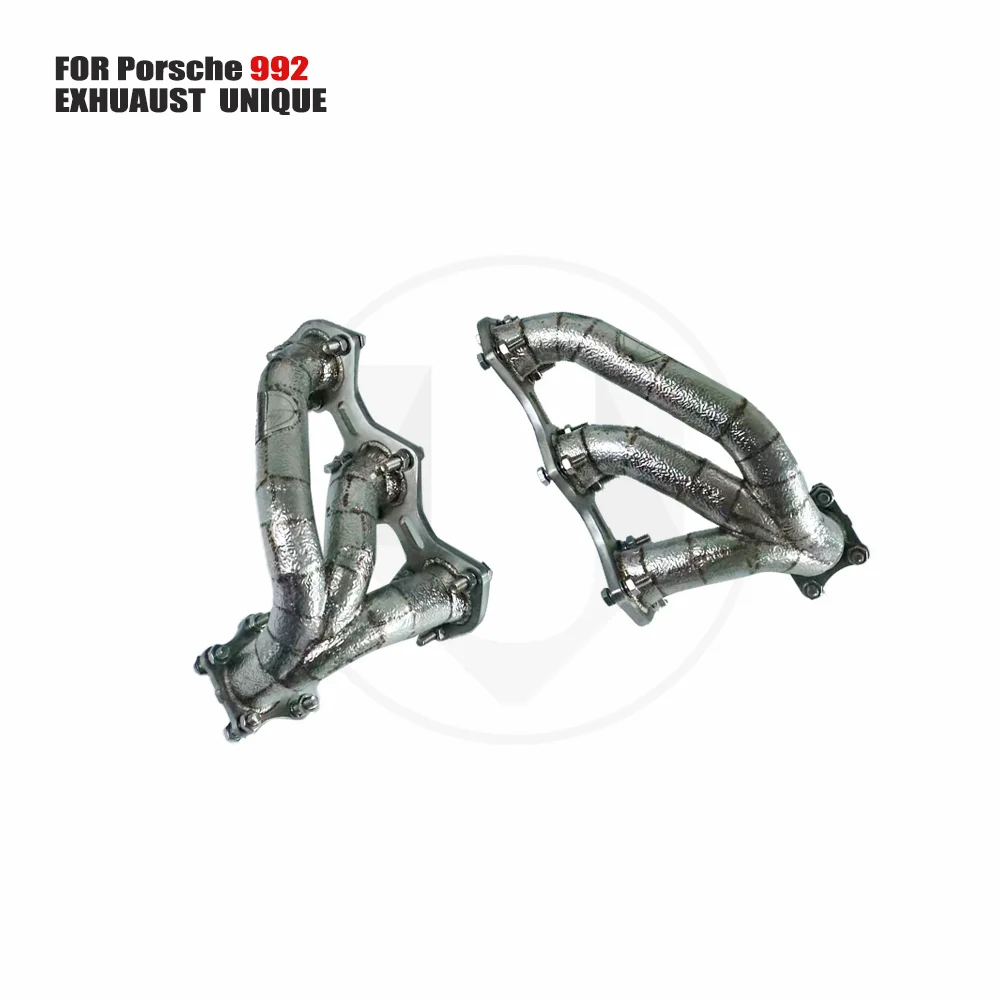 UNIQUE Exhaust System High Flow Performance Downpipe for Porsche 992 With Heat Shield OPF Middle Pipe