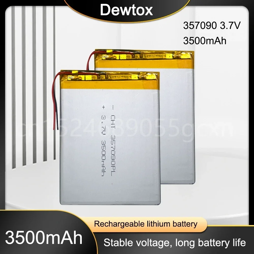 เซลล์ลิโป 3.7V 357090   แบตเตอรี่ลิเธียมโพลิเมอร์แบบชาร์จไฟได้ 3500mah สําหรับ Suo Lixin S18 7/8/9 นิ้วแท็บเล็ตพีซี MP3 ไฟฟ้าของเล่น
