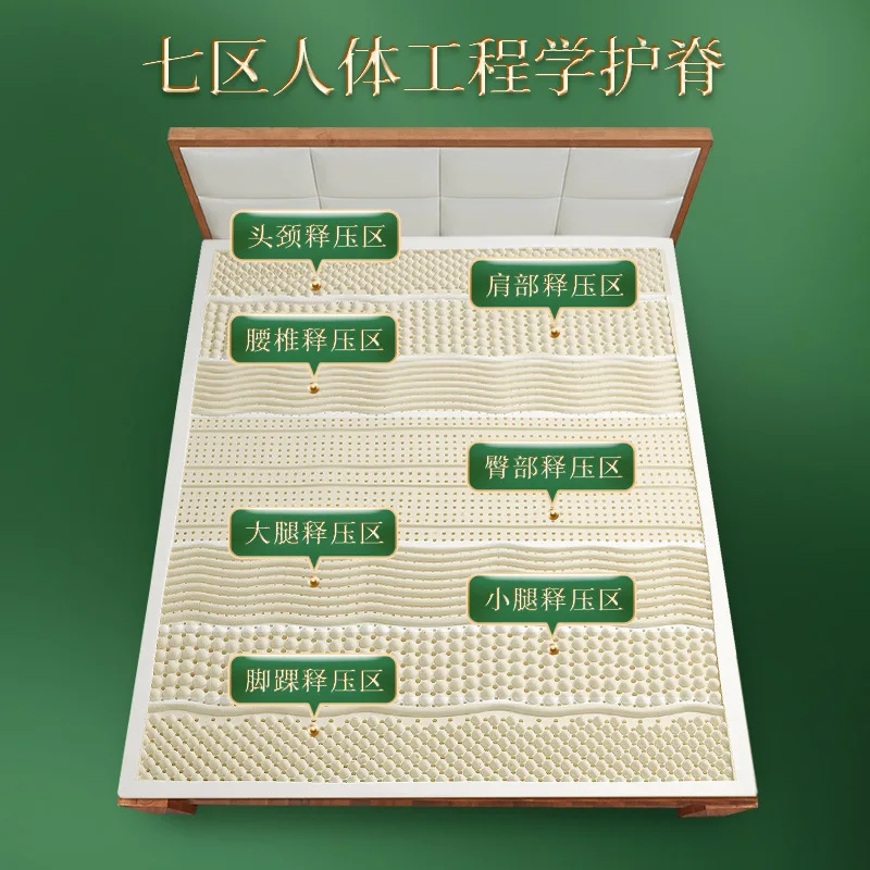 Massage Latex Thai Natural Rubber Mattress Seven Zone Human Massage Pressure Relief Ridge Protection