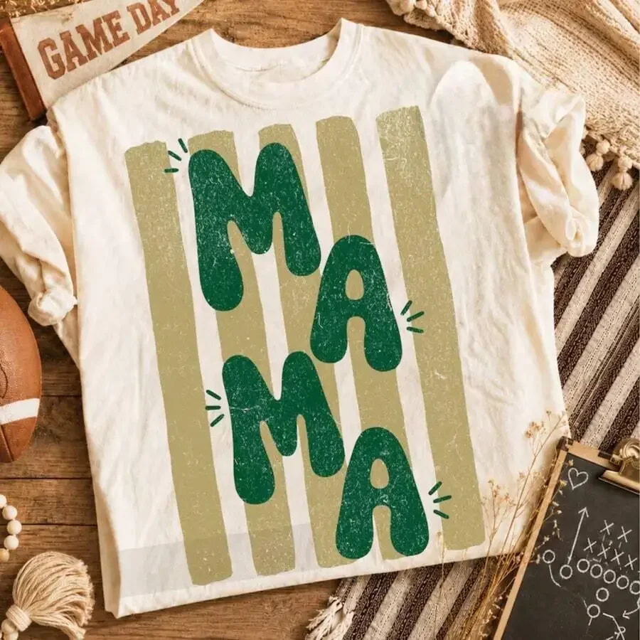 2026 New Arrival Women's Graphic T-Shirt, Cute Cartoon Striped Print, Round Neck Casual Short Sleeve, Daily Casual Wear Basic Top T-Shirt