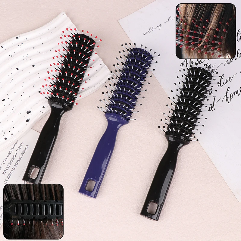 ผู้ชายพลาสติก Vent แปรงผมหวี Anti-Static นวดผมซี่โครงหวีกลับผม CURLY ผมจัดแต่งทรงผม Salon ซี่โครงเก้าแถวหวี