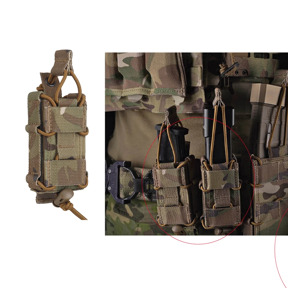

Tactical Single Magazine Pouch Molle Elastic Cord Fixing Outdoor Hunting 9mm Mag Holder Flashlight Bag