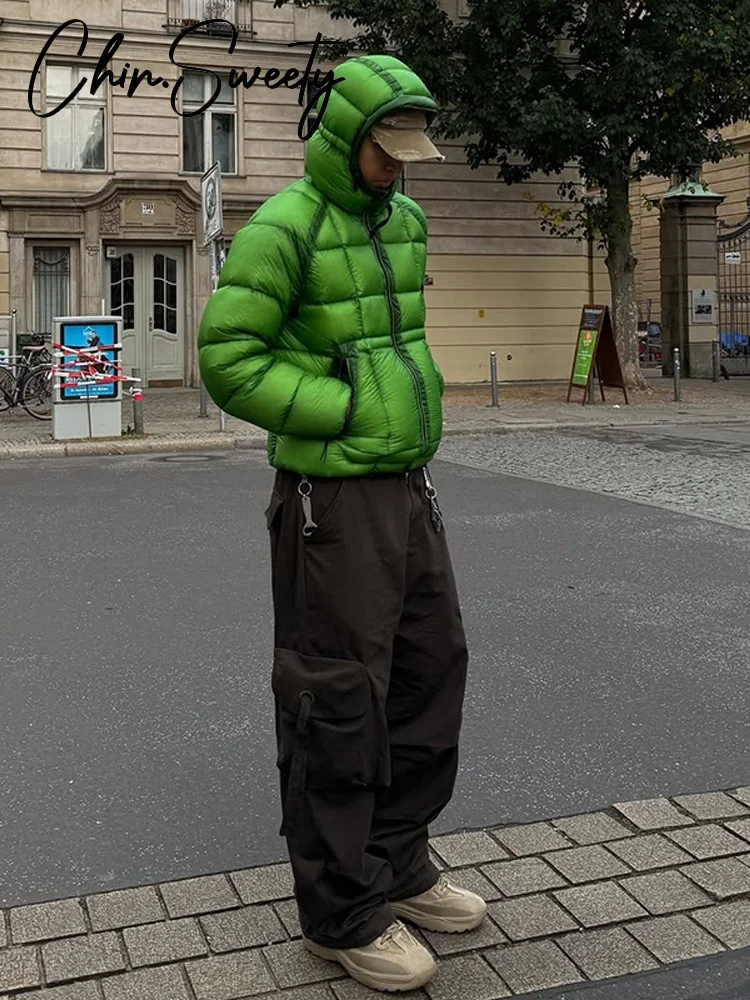 معطف نسائي قطني منقوش بقلنسوة غير رسمي أنيق سادة بأكمام طويلة وسحابات جيب ملابس خارجية نسائية موضة شتاء 2025 سترة نسائية