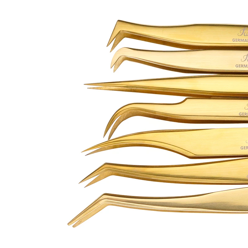 Precyzyjne pęsety do rzęs Funmix serii CTS/MTS/GTS z włókna, do przedłużania rzęs metodą graftingu, antypoślizgowe, ze stali nierdzewnej, do makijażu.