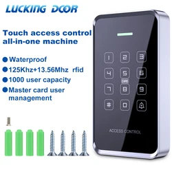 RFID NFC Access Control Keypad 1000Users 125Khz 13.56Mhz Waterproof Backlight Touch Screen Dual frequency ID IC Card Pin Unlock