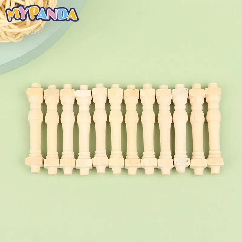 

12pc About 5cm Dollhouse Miniature Wood Railing Accessories Small Column Model Toys Furniture Toys