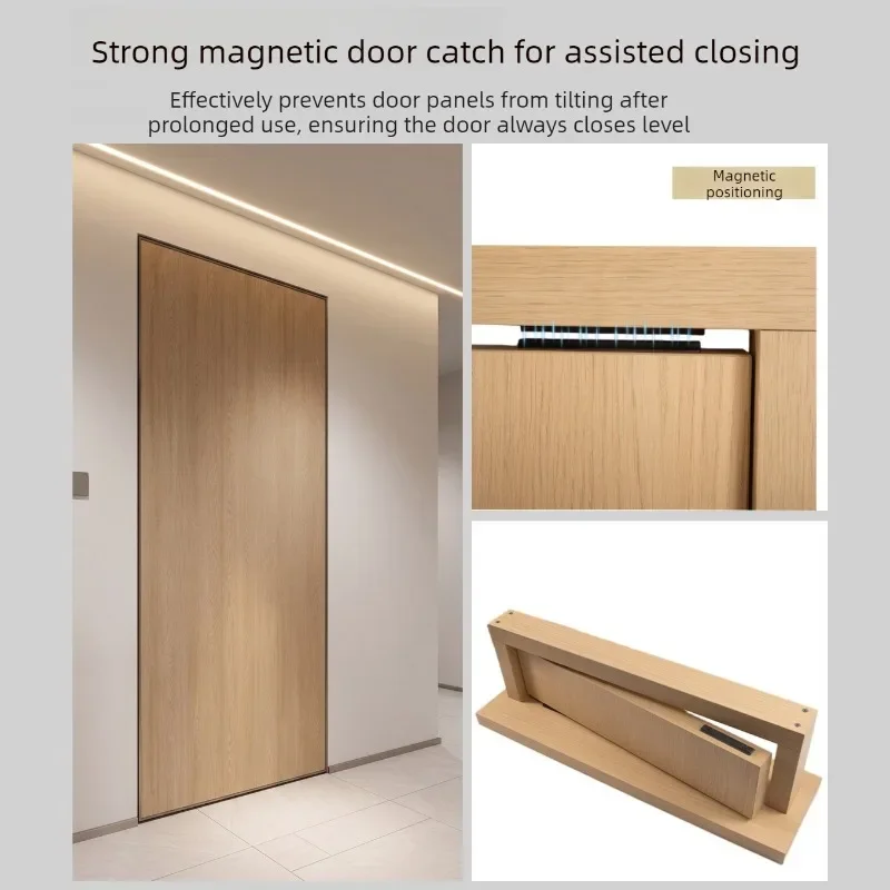 Automatic Positioning Pivot Door Magnetic Stop Anti Collision Double Swing Doors No Groove Top Mounted Hardware For Interior
