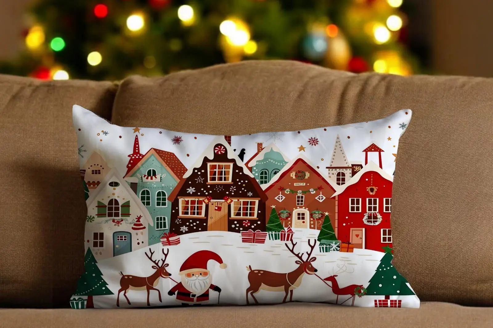 New Year Multi-size Chistmas Trees and Gift Print Pillowcase Merry Christmas Decoration Cushion Pillow Cases Home Xmas Ornament