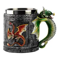 Double Wall Stainless Steel 3D Skull Mugs Fly Dragon Drinking Mug Cup Home Office Table Decor Geek Coffee Cup Christmas Gift