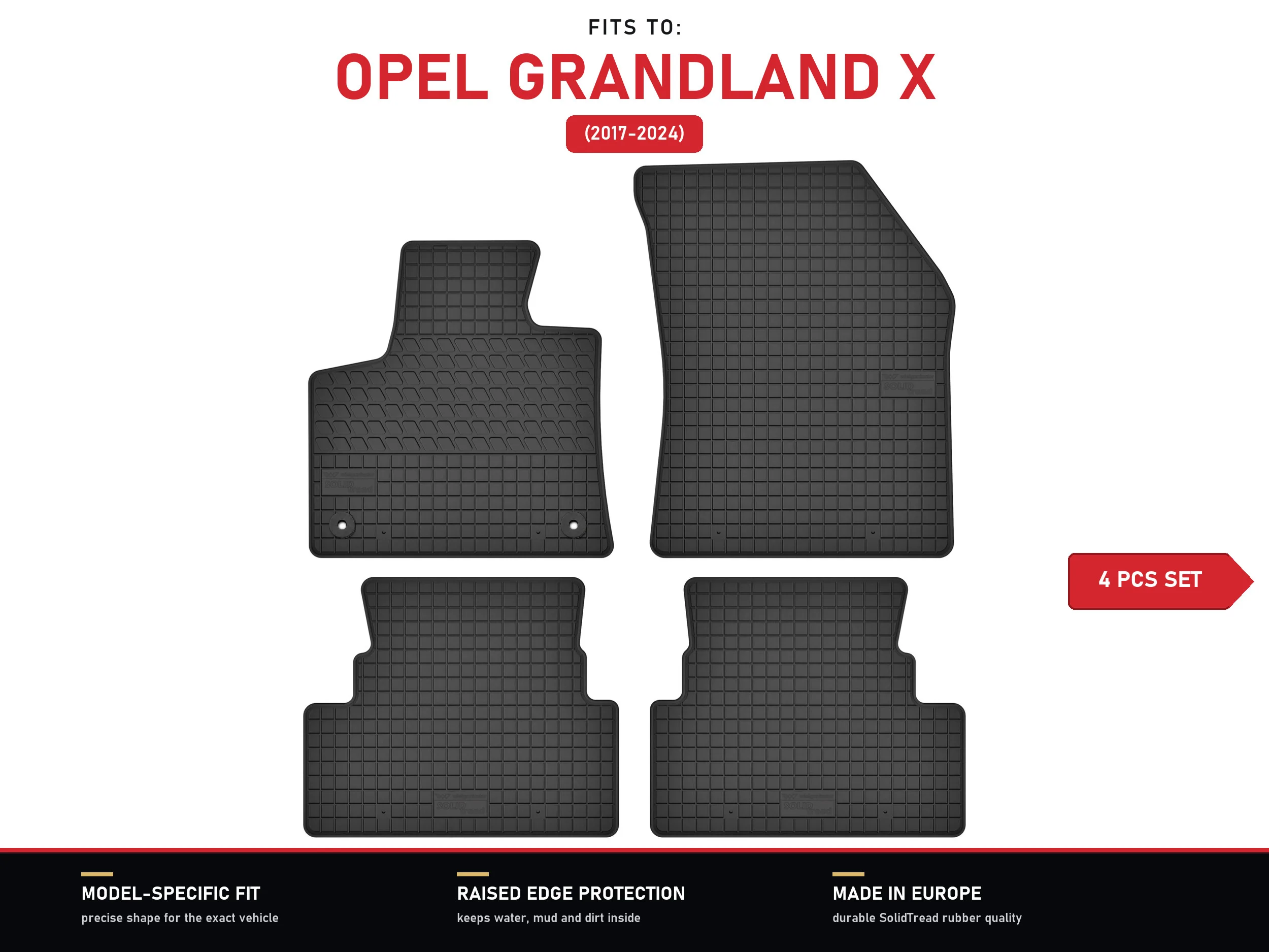 Rubberen matten voor: Opel Grandland X 2017-2024 4 stuks