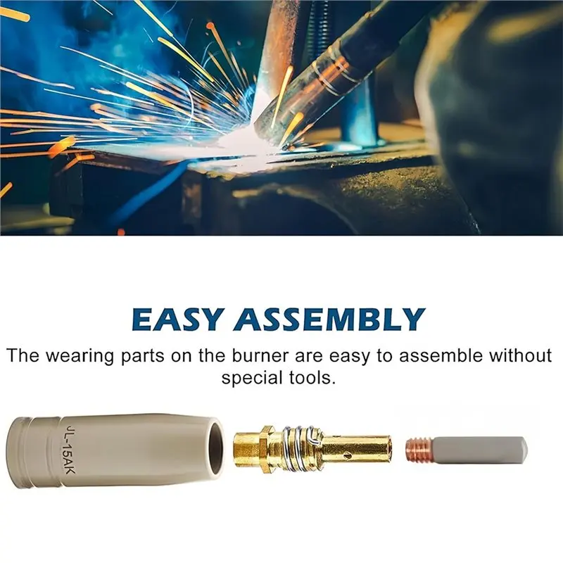 أطراف فوهة لحام Mig البديلة AA49 (طلاء غير لاصق)، 14 قطعة MB15 15AK MIG مجموعة ملحقات اللحام (. 030 "مطلي)