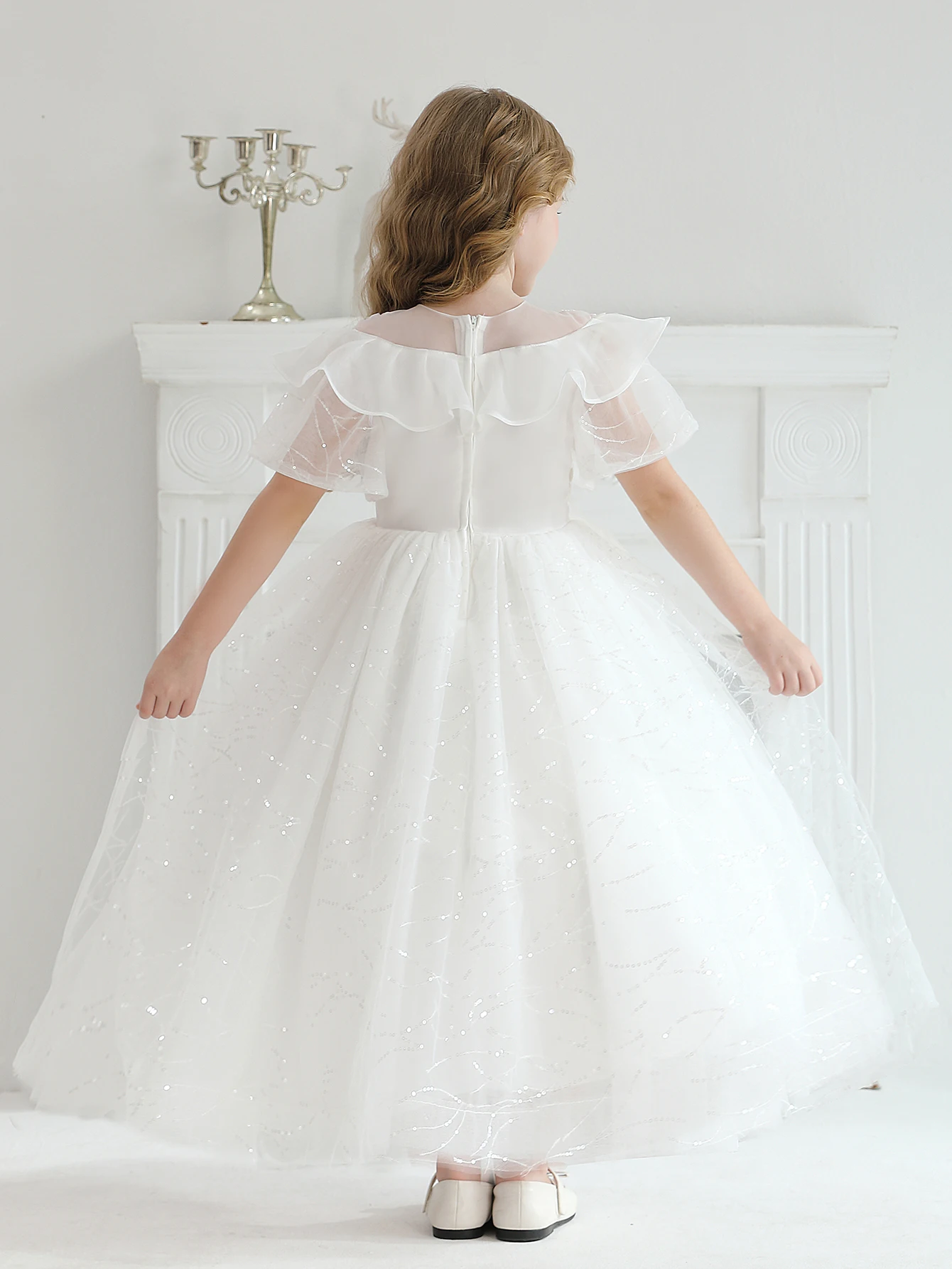 White Wedding Dress For Girls' Flower Girls High-End Embroidered Mini Wedding Dresses White Dresses For Children's Clothing