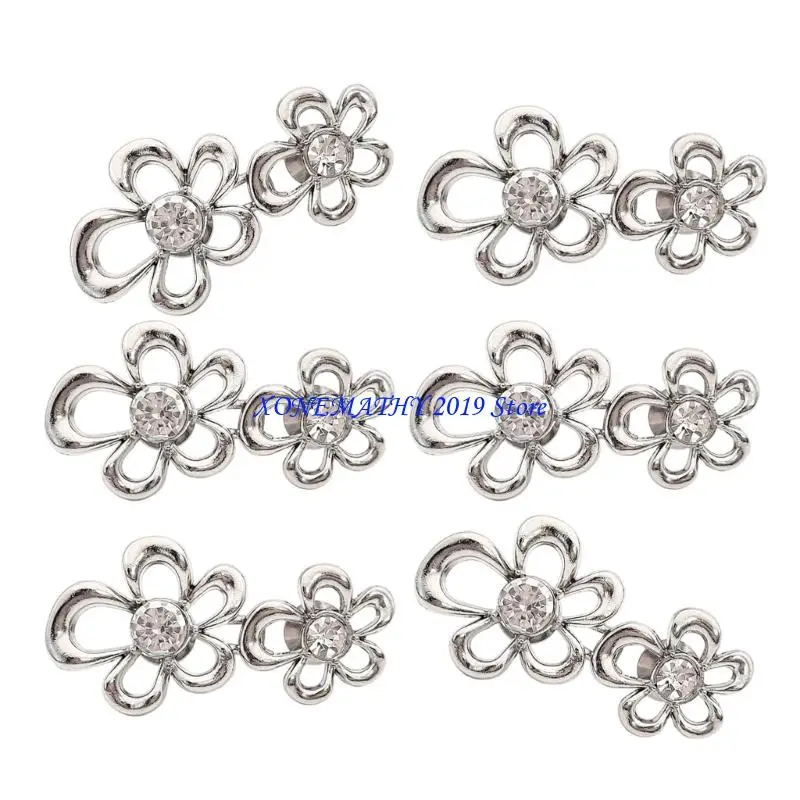 F42F 6 قطعة أنيقة زهرة الخصر تشديد زر الجينز السراويل الخصر السحابة كليب مشد للخصر لتعديل الخصر