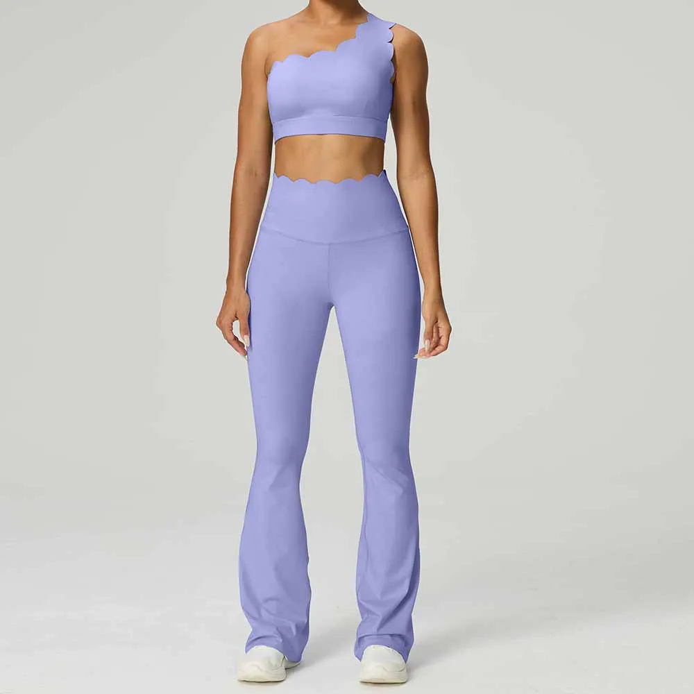Women Yoga Set 2 Piece High Elastic Slim Fit High Waist Leggings Gym Tops Tummy Control Booty Lifting Workout Activewear