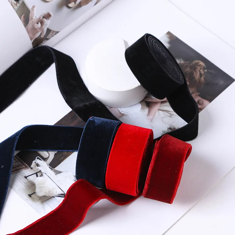 25mm Double-sided Non-elastic Colored Velvet Webbing Velvet Strap Flocking Fabric with Wool Top Ribbon Bow Diy Dress Ribbon