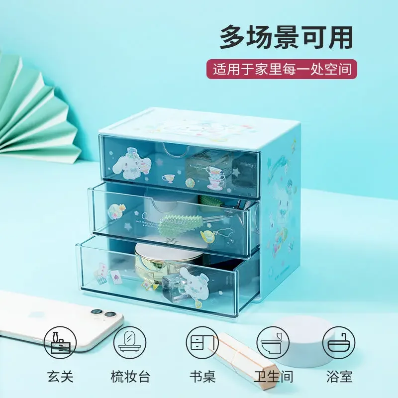 Miniso Kawaii Anime Cinnamoroll My Melody Drawer Jewelry Storage Box Cute Cartoon Sanrio PomPomPurin Delicate Case Gifts Toys