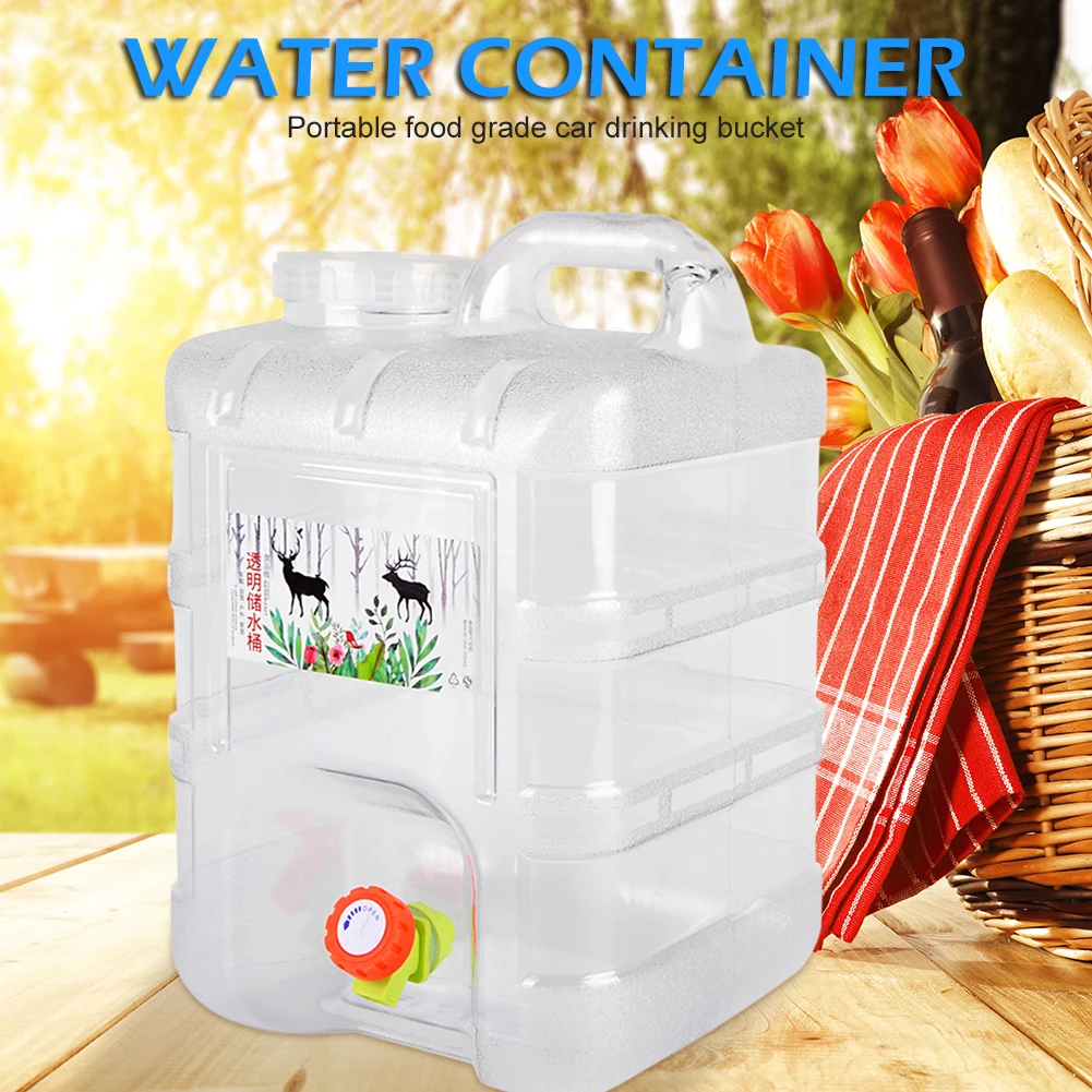 

10/15/20L Camping Portable Water Container Home Large-Capacity Wateater Bucket Bag with Faucet Outdoor Car Water Storage Tank
