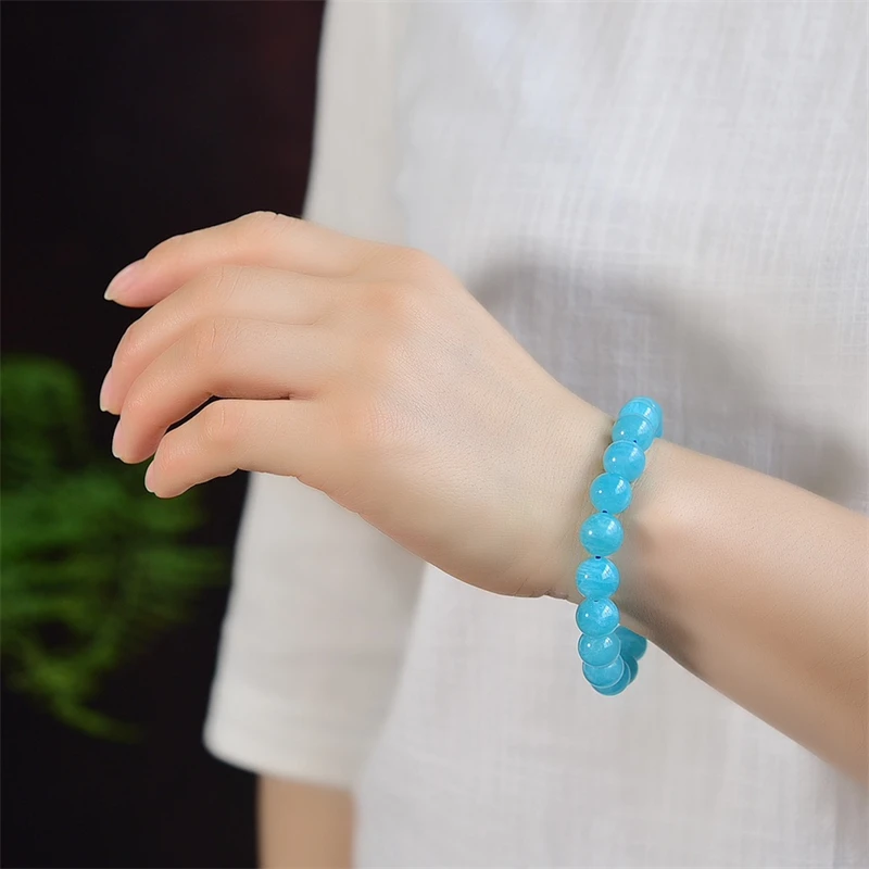 10MM Natural Amazonite Bracelet Reiki Healing Fengshui Stone Fashion Jewelry For Women Holiday Gift 1PCS